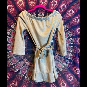 Cute Grey Off The Shoulder Sweater Dress!